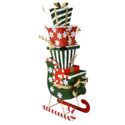 Trineo de metal con regalos verde oscuro cm64x34h150