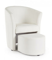 Sillón de polipiel con puf extraíble Blanco RITA 64,5x 59,5x h78 cm