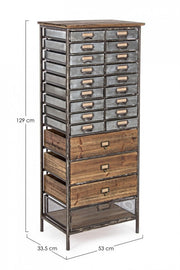 OFFICINA cómoda de acero y madera 129,5h cm