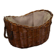 Cesta de mimbre forrada de yute con asas ovaladas de cuerda marrón cm59x43h28-36