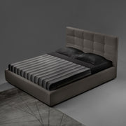 Cama de matrimonio Napoli en tejido gris tórtola con contenedor