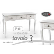 Elegante mesa shabby blanca 120 x40 x 78h tres cajones