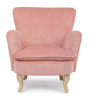 Sillón vintage de chenilla tapizado en terciopelo rosa