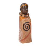 Estatua infantil de cerámica naranja África cm8x8h26,5