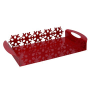 Bandeja rectangular de metal rojo copo de nieve cm41x20h6,5