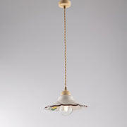 Lámpara de araña de cable en tela Brown Decape una pantalla de luz en Cerámica 30x h15 cm