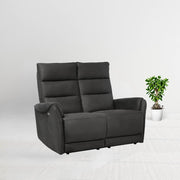 Sofá 2 plazas con 2 recliners eléctricos efecto nobuk gris 135 x 98 x 109 cm