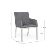 Silla de aluminio revestido de polvo gris 55x 62x 82h cm