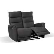 Sofá 2 plazas con 2 recliners eléctricos efecto nobuk gris 135 x 98 x 109 cm