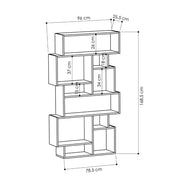 Librería Bifacial Horizontal Antracita con 10 Compartimentos Abiertos L 96 x P 25,5 x A 168,5 cm