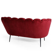 Sofá de dos plazas en terciopelo concha rojo Orel cm 135x76,5xh. 79