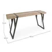 Consola de acero con tapa de madera BLOQUES 153x44 h76 cm