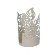 Portavasos de metal crema redondo mariposa cm ø8h20