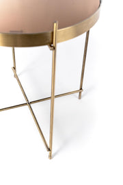 Mesa de metal de latón pulido cm 38 x 38 xh 43