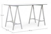Alchimia Escritorio moderno cromado con tapa de cristal 140x70x76h cm