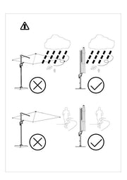 Paraguas de aluminio color arena y poste lateral de 4x4 m
