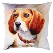 Cojín de tela con perro blanco cm43x43