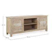 Mueble bajo 2 puertas Mayra de madera natural 150x40x60h cm