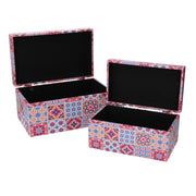 Caja rectangular polipiel estampada multicolor 1-2 cm30x18h15