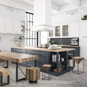 Taburete de acero con asiento en madera de abeto PRISMY 31x31xh.55 cm