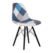 Silla Perdita en Tela Patchwork con Patas de Madera y Soporte de Metal Negro 84x48x54 cm