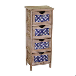 Gabinete de cajón de madera crudo 4 Cajones 23 x 30 x H 77 cm