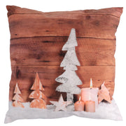 Cojín tela decoración led marrón cm40x40