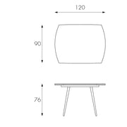 Mesa extensible con tapa de cristal templado blanco 120/180x90h cm