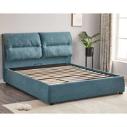 Cama Matrimonial con Almacenamiento Safira Tela Azul L 173 x P 214,5 x A 112 cm