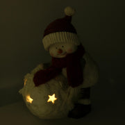 Muñeco de nieve de resina con bola led blanca cm31,5x20,5h41