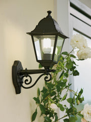 Lámpara de exterior de aluminio fundido con difusores de vidrio transparente negro