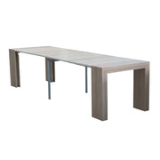 Mesa consola extensible con estructura plegable, acabado olmo, 90x50-300 cm