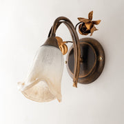 Aplique de pared en hierro marrón hojas de oro una luz 23x h26 cm