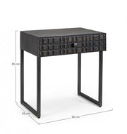 Mesita negra 1 cajón de madera estilo industrial 50x35x55