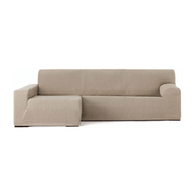 Funda de sofá elástica Troya izquierda península beige reposabrazos largo 250/310