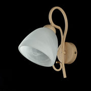 Aplique de hierro marfil one light pantalla de vidrio blanco alabastro 22x h25 cm