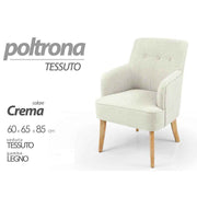 Presidente de tela de cámara o salón de madera Madera 60 x 65 x 85 H Crema