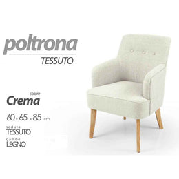 Presidente de tela de cámara o salón de madera Madera 60 x 65 x 85 H Crema