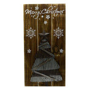Plato madera-metal Feliz Navidad cm30x60x2,5
