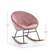 Sillón mecedora en terciopelo rosa antiguo ANNIKA 74x77x h74 cm