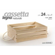 Caja de madera decoupage natural con manijas de pub restaurante 24 x 16 x 8.5 h