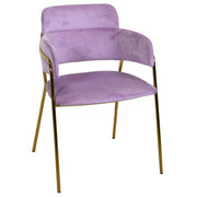 Sillón de diseño de terciopelo y metal morado rotterdam dorado