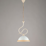 Lámpara de araña de hierro marfil oro una luz cristal blanco y ámbar 30x h48 cm