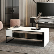 Mesita rectangular Concord en blanco y negro para salón