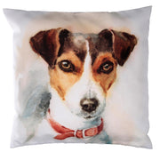 Cojín de tela con perro blanco cm43x43