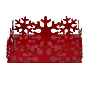 Servilletero cuadrado copo nieve rojo 16,5x16,5h5 cm