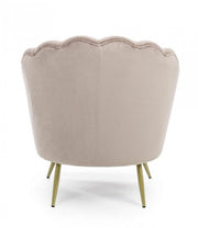 Sillón retro en terciopelo gris claro modelo pavo real