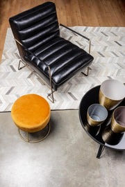 CLARISSA Puf de terciopelo ocre amarillo diámetro 35x h40 cm