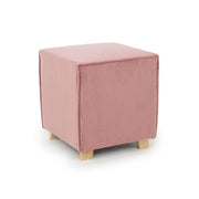 Puf vintage de terciopelo rosa envejecido ADELINE 40x40x h44 cm