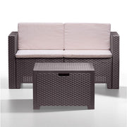 Capri salón resina marrón 4 piezas con cojines